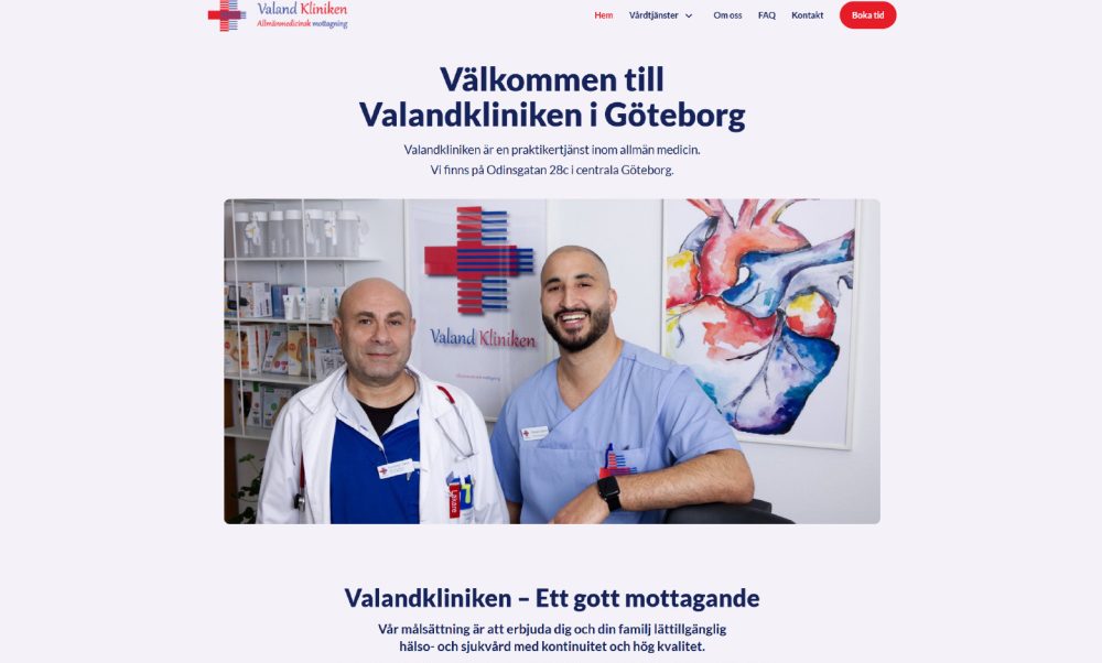 Valandkliniken hemsida Valandkliniken hemsida